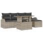 Preview: 6-teiliges Garten Sofa Set mit Kissen in Hellgrau aus Poly Rattan