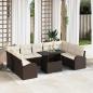 Preview: ARDEBO.de - 10-teiliges Garten Sofa Set mit Kissen Braun Poly Rattan