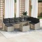 Preview: ARDEBO.de - 9-teiliges Garten-Sofa-Set mit Kissen in Hellgrau Poly-Rattan