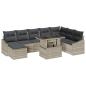 Preview: 9-teiliges Garten-Sofa-Set mit Kissen in Hellgrau Poly-Rattan