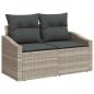 Preview: 9-teiliges Garten-Sofa-Set mit Kissen in Hellgrau Poly-Rattan