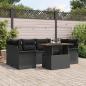 Preview: ARDEBO.de - 7-teiliges Garten-Sofa-Set mit Kissen Schwarz Poly Rattan Akazie