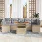 Preview: 8-teiliges Garten Sofa Set mit Kissen Beige Poly Rattan Akazie