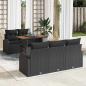 Preview: ARDEBO.de - 6-teiliges Garten Essset mit Kissen Schwarz Poly Rattan Akazie