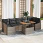 Preview: ARDEBO.de - 8-teiliges Garten Essset mit Kissen Grau Poly-Rattan Akazie