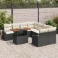 Preview: 9-teiliges Garten Essgruppe mit Kissen Schwarz Poly Rattan Akazie