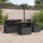Preview: ARDEBO.de - 6-teiliges Garten-Ess-Set mit Kissen schwarzes Poly Rattan Akazie
