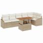 Preview: 7-teilige Garten Essgruppe mit Kissen Beige Poly Rattan Akazie