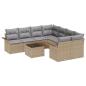 Preview: 9-teiliges Garten Sofa Set mit Kissen Beige Poly Rattan, 2-Sitzer Garten Sofa mit Stauraum & Kissen Beige Poly Rattan