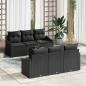 Preview: ARDEBO.de - 7-teiliges Garten Sofa Set mit Kissen Schwarz Rattan