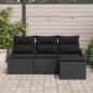 Preview: 4-teilige Garten-Sofa-Set mit Kissen Schwarz Poly-Rattan