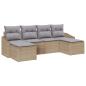 Preview: Garten Essgruppe 6 stk. Beige und Hellgrau Poly-Rattan