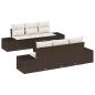 Preview: 7-teiliges Garten Sofa Set mit Kissen Braun Poly Rattan