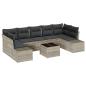 Preview: 8-teiliges Garten Sofa Set mit Kissen Hellgrau Poly Rattan