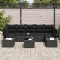 Preview: 8-teiliges Garten-Sofa-Set mit Kissen aus schwarzem Poly-Rattan