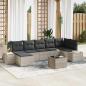 Preview: ARDEBO.de - 8-teiliges Garten Sofa Set mit Kissen Grau Poly Rattan