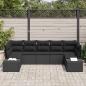Preview: 7-teiliges Garten-Sofa-Set mit Kissen Schwarz Poly Rattan
