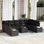 Preview: ARDEBO.de - 10-teiliges Garten Sofa Set mit Kissen in Beige aus Poly Rattan