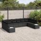 Preview: 10-teiliges Garten-Sofa-Set mit Kissen Schwarz Poly-Rattan