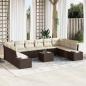 Preview: ARDEBO.de - 10-teiliges Garten Sofa Set mit Kissen Grau Poly Rattan