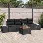 Preview: ARDEBO.de - 5-teiliges Garten Sofa Set mit Kissen Schwarz Poly Rattan Akazie