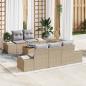 Preview: ARDEBO.de - 6-teiliges Garten-Sofa-Set mit Kissen in Beige und Poly-Rattan
