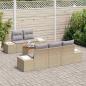 Preview: 6-teiliges Garten-Sofa-Set mit Kissen in Beige und Poly-Rattan