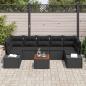 Preview: ARDEBO.de - 8-teiliges Garten Sofa Set mit Kissen Schwarz Poly Rattan Akazie