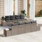Preview: ARDEBO.de - 7-teiliges Garten Sofa Set mit Kissen Grau Poly Rattan Akazie