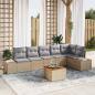 Preview: ARDEBO.de - Gartensofa-set 7 stk. Beige und Hellgrau Poly-Rattan