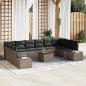 Preview: ARDEBO.de - 11 teiliges Garten Sofa Set mit Kissen Grau Poly Rattan Akazie