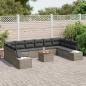 Preview: 11 teiliges Garten Sofa Set mit Kissen Grau Poly Rattan Akazie