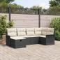 Preview: ARDEBO.de - 6-teiliges Garten Sofa Set mit Kissen Schwarz Poly Rattan