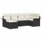 Preview: 6-teiliges Garten Sofa Set mit Kissen Schwarz Poly Rattan