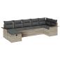 Preview: 7-teiliges Garten Sofa Set mit Kissen in Hellgrau Poly Rattan