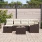 Preview: 7-teiliges Garten-Sofa-Set mit Kissen Braun Poly-Rattan
