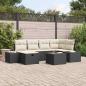 Preview: ARDEBO.de - 7-teiliges Garten Sofaset mit Kissen Schwarz Poly-Rattan