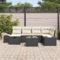 Preview: 7-teiliges Garten Sofaset mit Kissen Schwarz Poly-Rattan