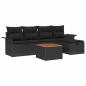 Preview: ARDEBO.de - 6-teilige Garten-Sofa-Set mit Kissen in Schwarz Poly-Rattan