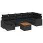 Preview: ARDEBO.de - 8-teiliges Garten-Sofa-Set mit Kissen Schwarz Poly-Rattan