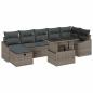 Preview: ARDEBO.de - 8-teiliges Garten Sofa Set mit Kissen Grau Poly Rattan