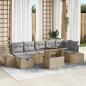 Preview: ARDEBO.de - 8-teiliges Garten-Sofa-Set mit Kissen Beige Poly Rattan