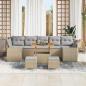 Preview: 10-teiliges Garten-Sofa-Set mit Kissen Beige Poly Rattan Akazie, 3-teiliges Garten-Ess-Set mit Kissen Beige Poly Rattan Akazie