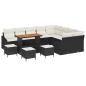 Preview: 13-teilige Garten Sofa Set mit Kissen Schwarz Poly Rattan Akazie, 4-teiliges Garten Esszimmer Set mit Kissen Schwarz Poly Rattan Akazie, 2-Sitzer Garten Sofa mit Kissen Schwarz Poly Rattan