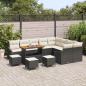 Preview: 13-teilige Garten Sofa Set mit Kissen Schwarz Poly Rattan Akazie, 4-teiliges Garten Esszimmer Set mit Kissen Schwarz Poly Rattan Akazie, 2-Sitzer Garten Sofa mit Kissen Schwarz Poly Rattan