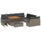 Preview: 13-teiliges Gartensofa-Set mit Kissen Grau Poly-Rattan Akazie, 2-Sitzer-Gartensofa mit Stauraum und Kissen Grau Poly-Rattan, 3-teiliges Gartenset mit Kissen Grau Poly-Rattan Akazie
