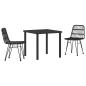 Preview: 3-teiliges Garten-Essset Schwarz Poly Rattan