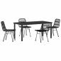 Preview: 5-teiliges Garten-Esstischset schwarz Poly-Rattan