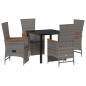 Preview: 5-teiliges Garten-Dining-Set mit Kissen Grau Poly Rattan