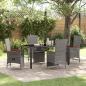 Preview: ARDEBO.de - 5-teiliges Gartendinner-Set mit Kissen Grau Poly Rattan